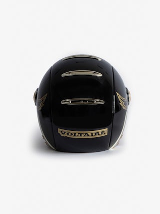 Wing Breaker Bike Helmet - Black Voltaire Vice x Mârkö Helmets bicycle helmet with visor and adjustable buckle.