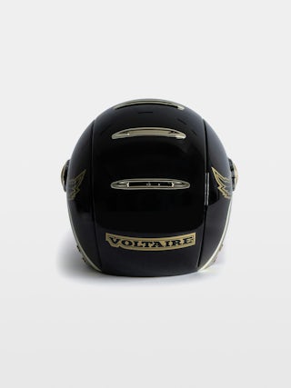 Wing Breaker Bike Helmet - Black Voltaire Vice x Mârkö Helmets bicycle helmet with visor and adjustable buckle.