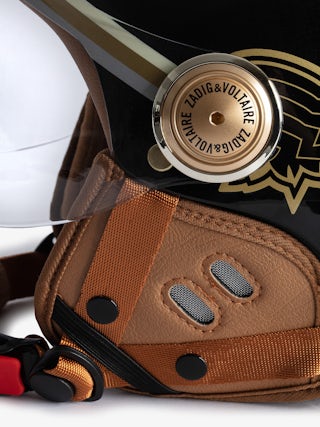 Wing Breaker Bike Helmet - Black Voltaire Vice x Mârkö Helmets bicycle helmet with visor and adjustable buckle.