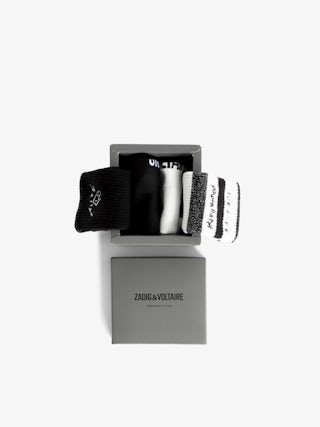 Set of 2 Pairs of Socks From Head To Toe - From Head To Toe black and white cotton socks with signature, “Cute” and “For Ever Young Happy” slogans, contrasting bands and sequin trim.