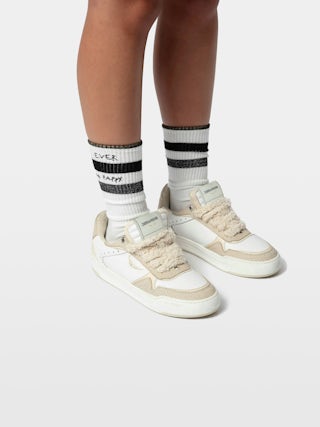 Set of 2 Pairs of Socks From Head To Toe - From Head To Toe black and white cotton socks with signature, “Cute” and “For Ever Young Happy” slogans, contrasting bands and sequin trim.