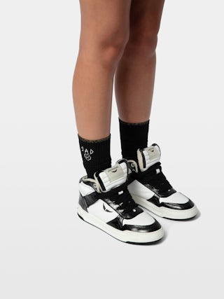 Set of 2 Pairs of Socks From Head To Toe - From Head To Toe black and white cotton socks with signature, “Cute” and “For Ever Young Happy” slogans, contrasting bands and sequin trim.