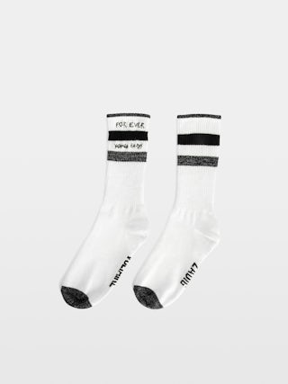 Set of 2 Pairs of Socks From Head To Toe - From Head To Toe black and white cotton socks with signature, “Cute” and “For Ever Young Happy” slogans, contrasting bands and sequin trim.