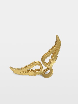 Haarspange Rock Hair - Haarspange aus gealtertem Goldmetall in Flügelform.
