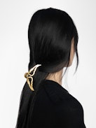 Rock Hair Hair Clip - Hair clip in aged golden metal in wing shape.