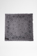 Nuage Nano Cashmere Scarf - Women's small gray cashmere scarf with bandana print