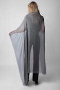 Kerry Scarf - Woman’s striped grey scarf with Voltaire signature.