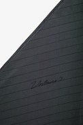 Bandy Silk Scarf - Women’s grey triangular silk scarf with stripes and Voltaire signature.