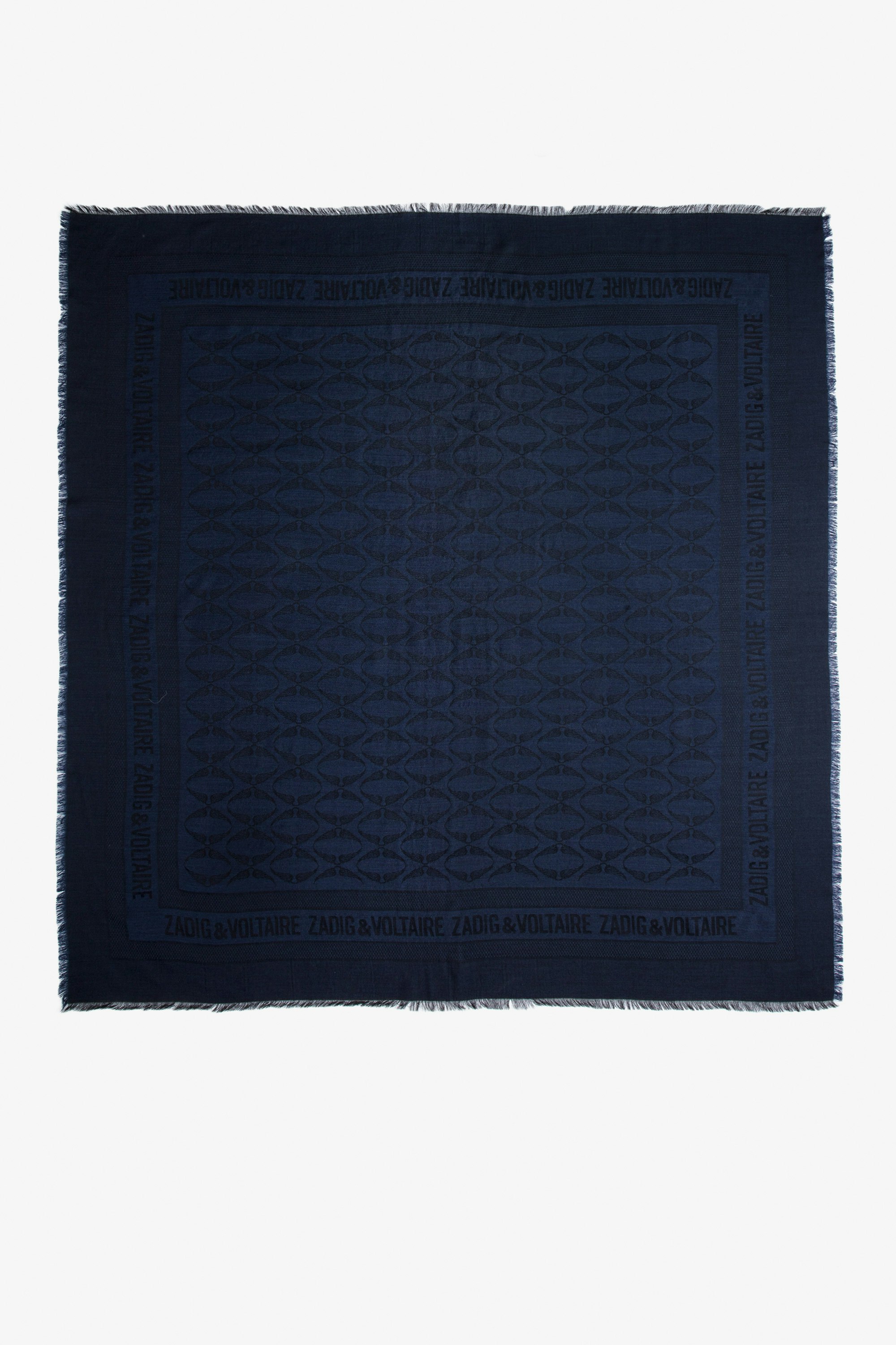 Glenn Scarf - Women’s navy blue rectangular jacquard scarf.