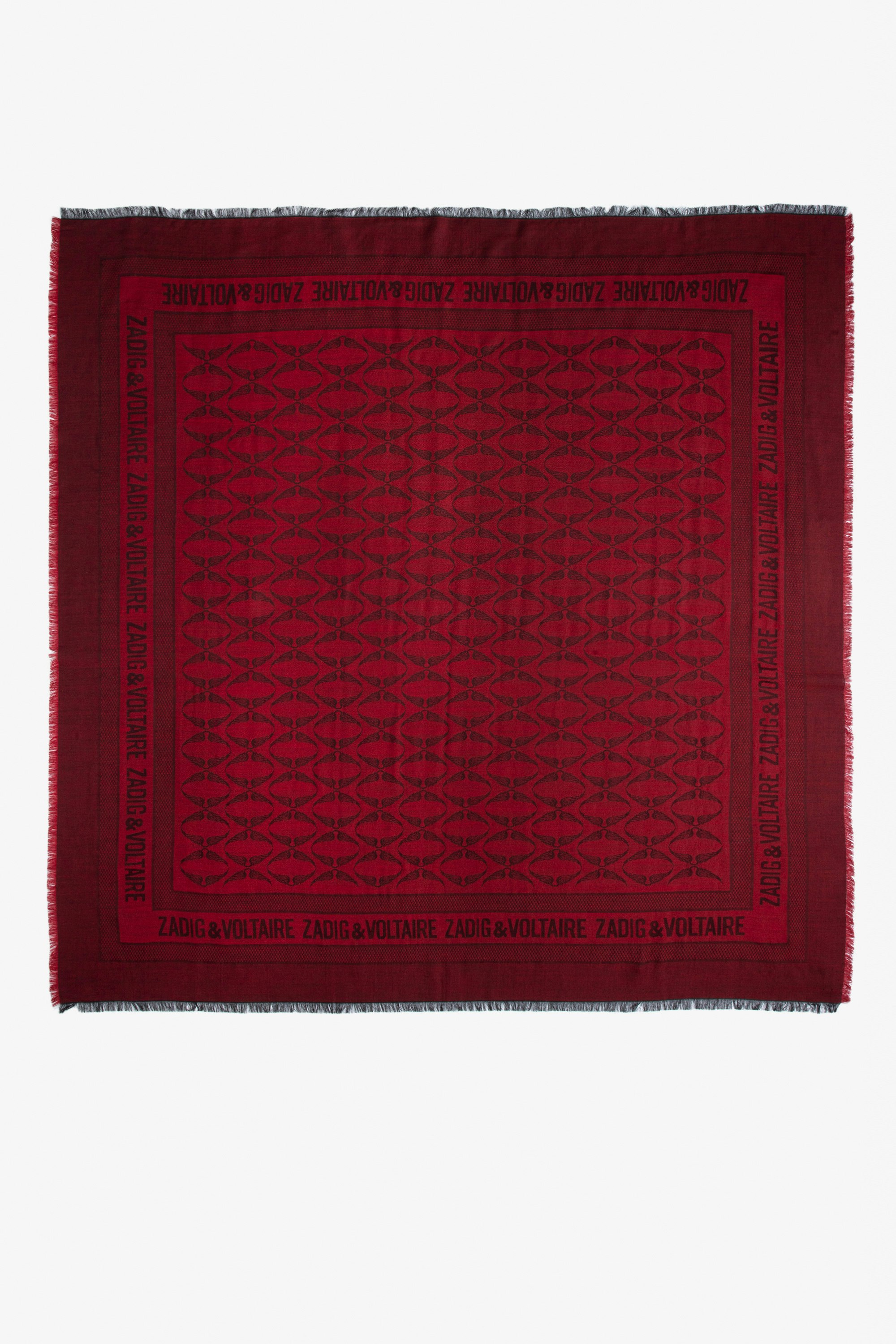 Glenn Scarf Women’s red rectangular jacquard scarf.