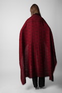 Glenn Scarf - Women’s red rectangular jacquard scarf.