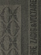 Glenn Rock Metallic Jacquard Scarf - Voltaire Vice square black scarf in gold-effect patterned jacquard with motifs and Zadig&Voltaire signature.