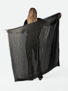 Glenn Rock Metallic Jacquard Scarf - Voltaire Vice square black scarf in gold-effect patterned jacquard with motifs and Zadig&Voltaire signature.