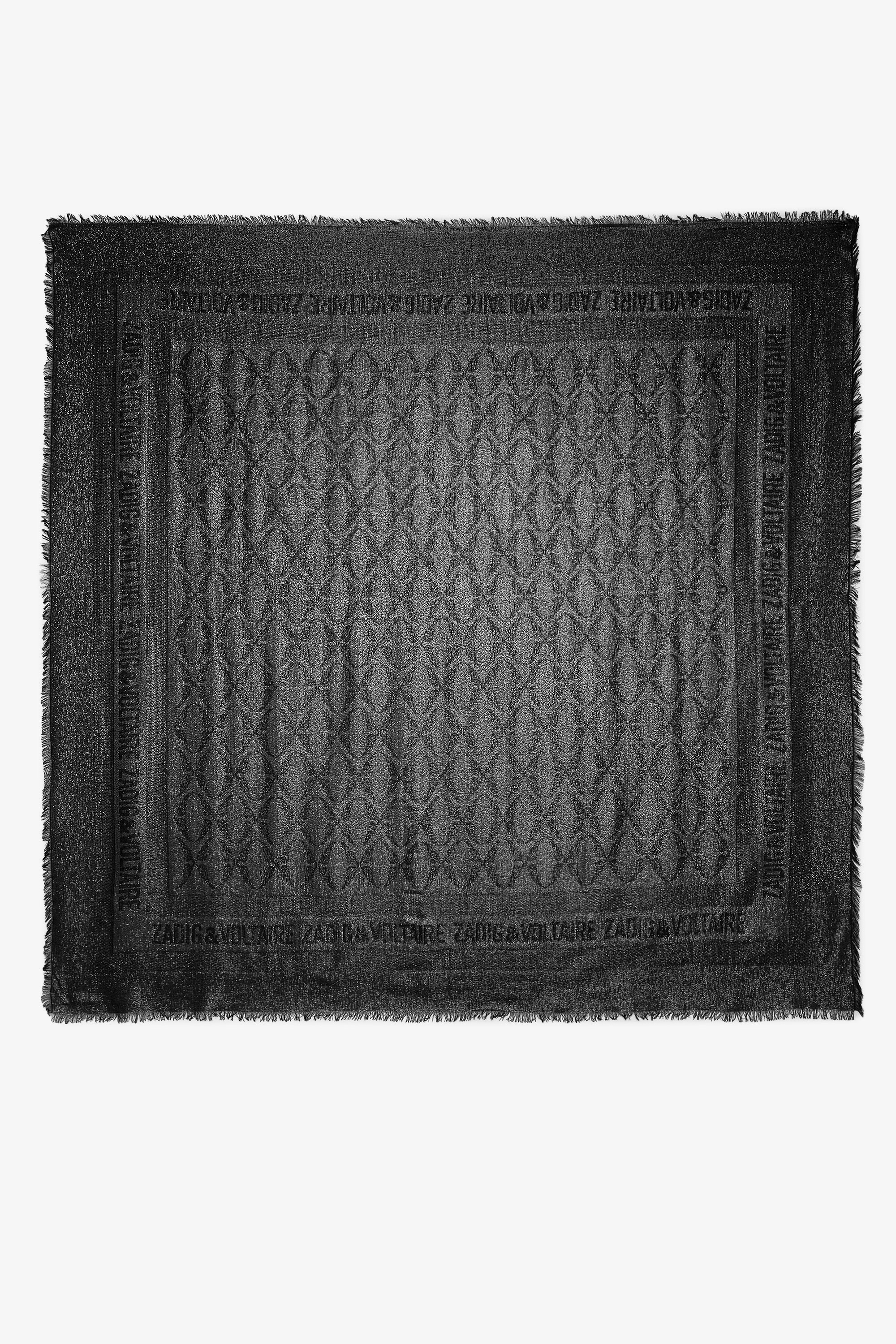 Glenn Rock Lurex Jacquard Scarf - Silver rectangular scarf in patterned jacquard with Zadig&Voltaire signature.