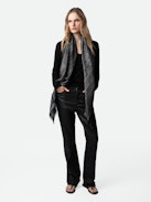Glenn Rock Metallic Jacquard Scarf - Silver rectangular scarf in patterned jacquard with Zadig&Voltaire signature.