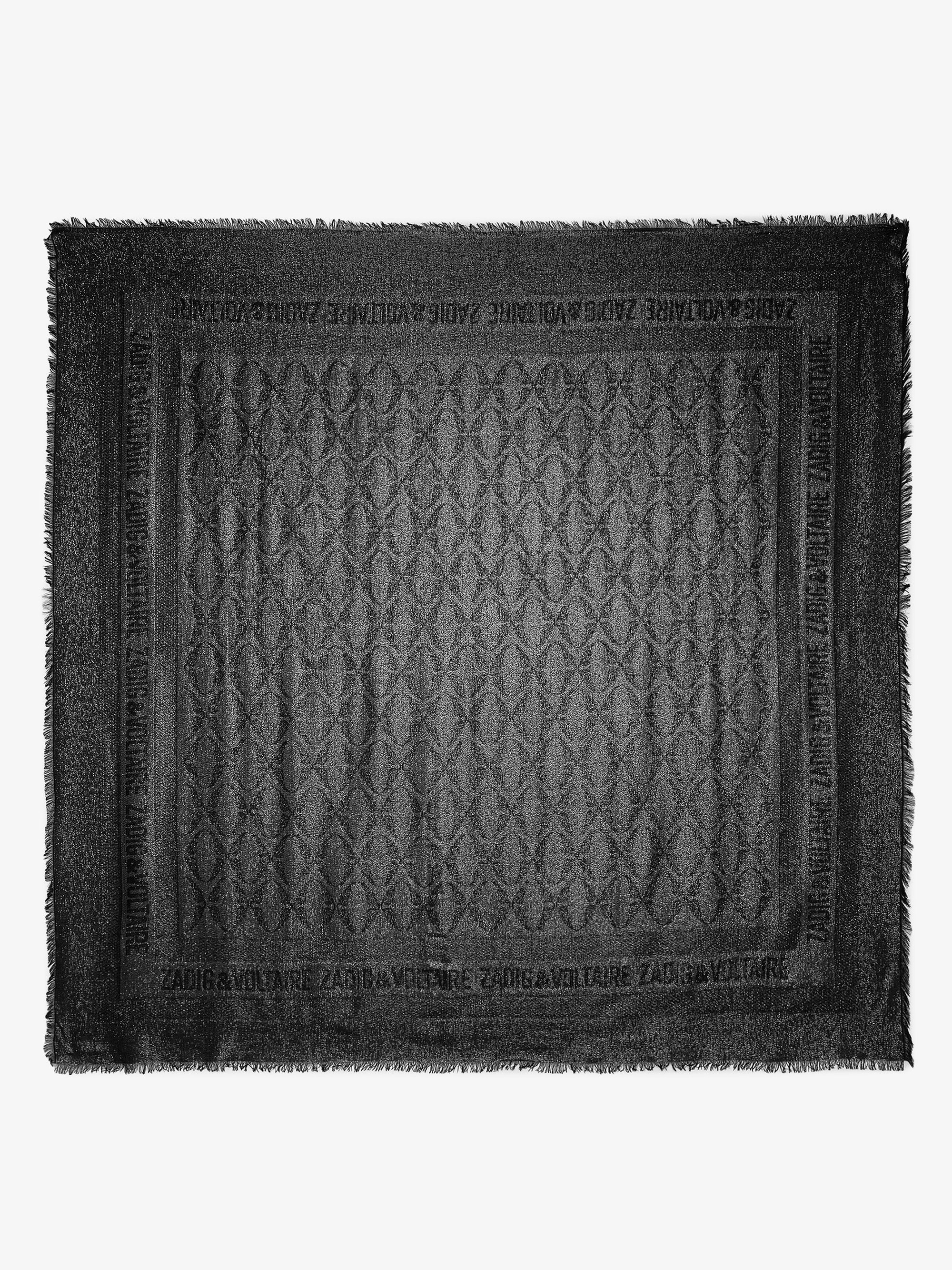 Glenn Rock Metallic Jacquard Scarf - Silver rectangular scarf in patterned jacquard with Zadig&Voltaire signature.