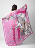 Kerry Scarf - Women’s pink scarf with leopard, floral and skull print and ZV signature.