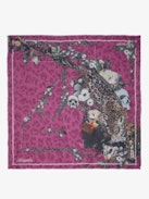 Kerry Scarf - Women’s pink scarf with leopard, floral and skull print and ZV signature.