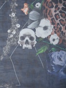 Kerry Scarf - Women’s navy blue scarf with wild, floral and skull print and ZV signature.