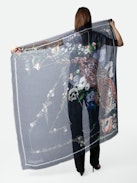 Kerry Scarf - Women’s navy blue scarf with wild, floral and skull print and ZV signature.