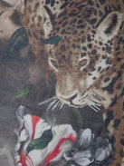 Kerry Scarf - Women’s khaki scarf with wild, floral and skull print and ZV signature.