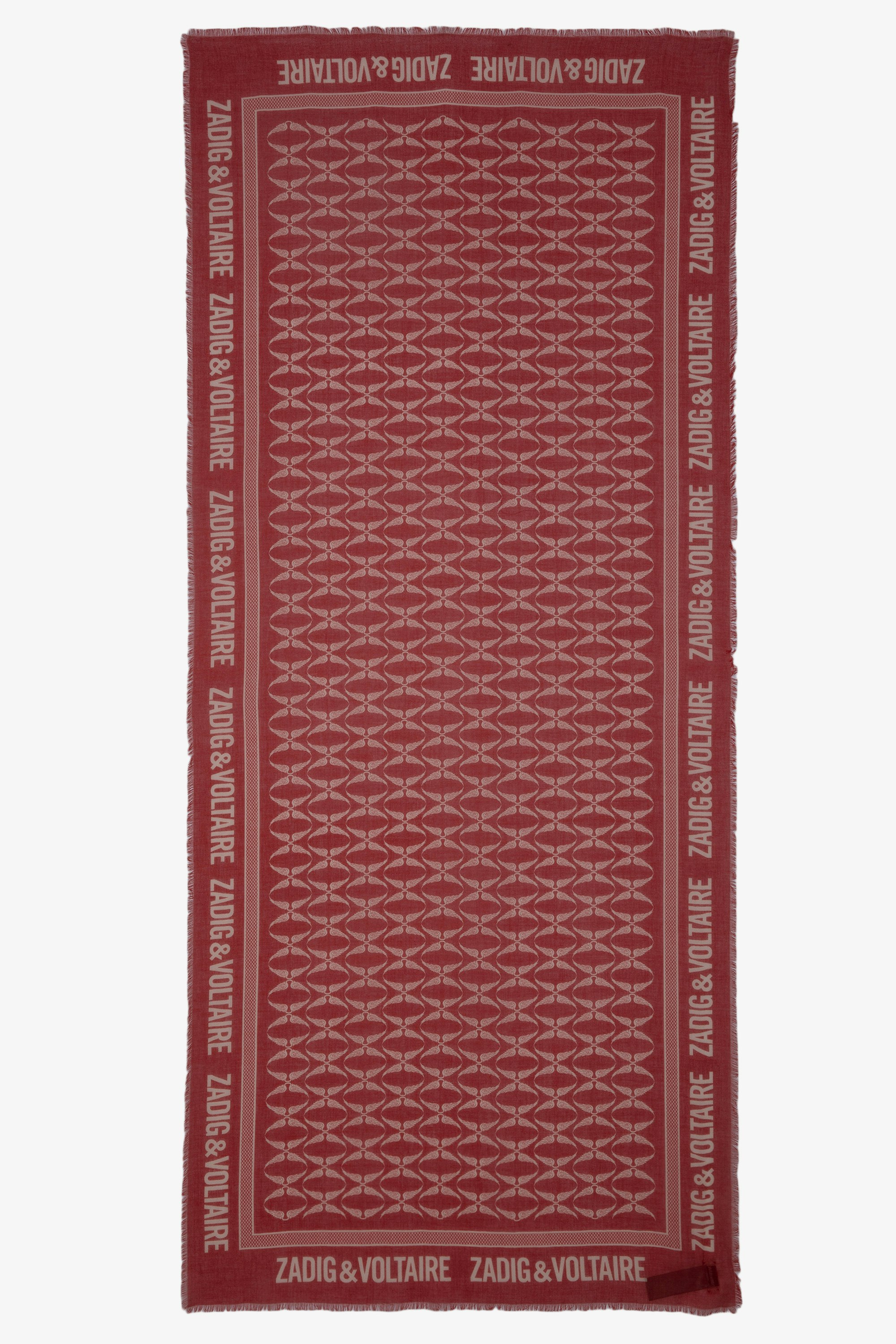 Foulard Delta - Foulard rectangle en coton rouge orné d'un imprimé ailes.