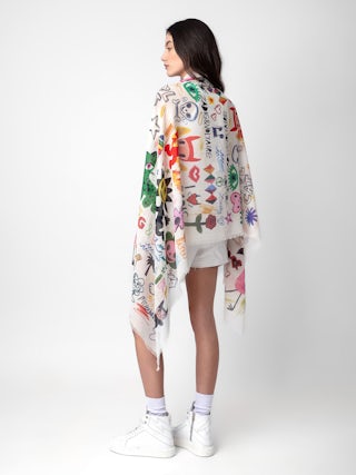 Delta Langer Schal - Langer Schal aus ecru Baumwolle mit Anpassungen von Humberto Cruz.