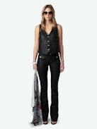 Blondie 85 Silk Scarf - Ecru silk scarf with ZadigCity print.