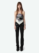 Blondie 85 Silk Scarf - Ecru silk scarf with ZadigCity print.