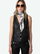 Blondie 85 Silk Scarf - Ecru silk scarf with ZadigCity print.