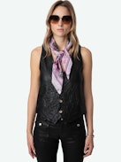 Blondie Silk Scarf - Pink silk scarf with butterfly print.