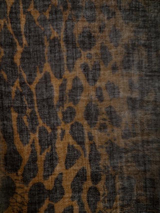 Judy Leopard Scarf - Brown wool scarf with leopard tie-dye print.