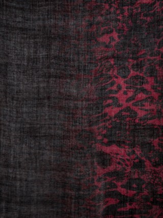 Judy Leopard Scarf - Red wool scarf with leopard tie-dye print.