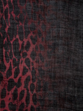 Judy Leopard Scarf - Red wool scarf with leopard tie-dye print.