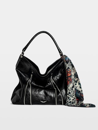 Foulard Blondie Butterfly Lace 65 - Marineblauer Seidenschal mit Schmetterlings- und Spitzendruck.