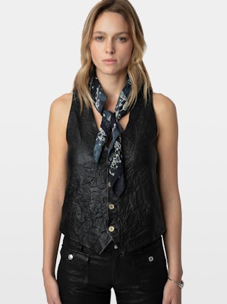 Foulard Blondie Butterfly Lace 65 - Marineblauer Seidenschal mit Schmetterlings- und Spitzendruck.