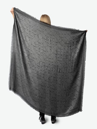 Glenn Metallic Monogram Scarf 135 - Large metallic monogram jacquard scarf.