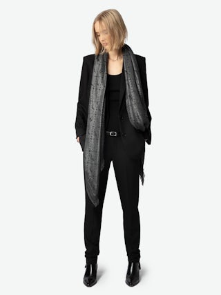 Glenn Metallic Monogram Scarf 135 - Large metallic monogram jacquard scarf.