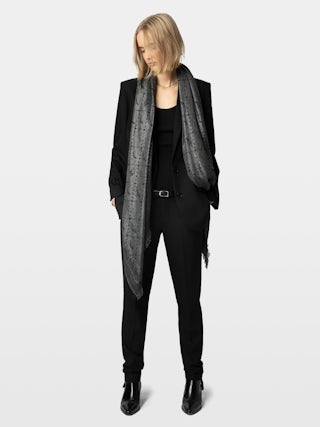 Glenn Metallic Monogram Scarf 135 - Large metallic monogram jacquard scarf.