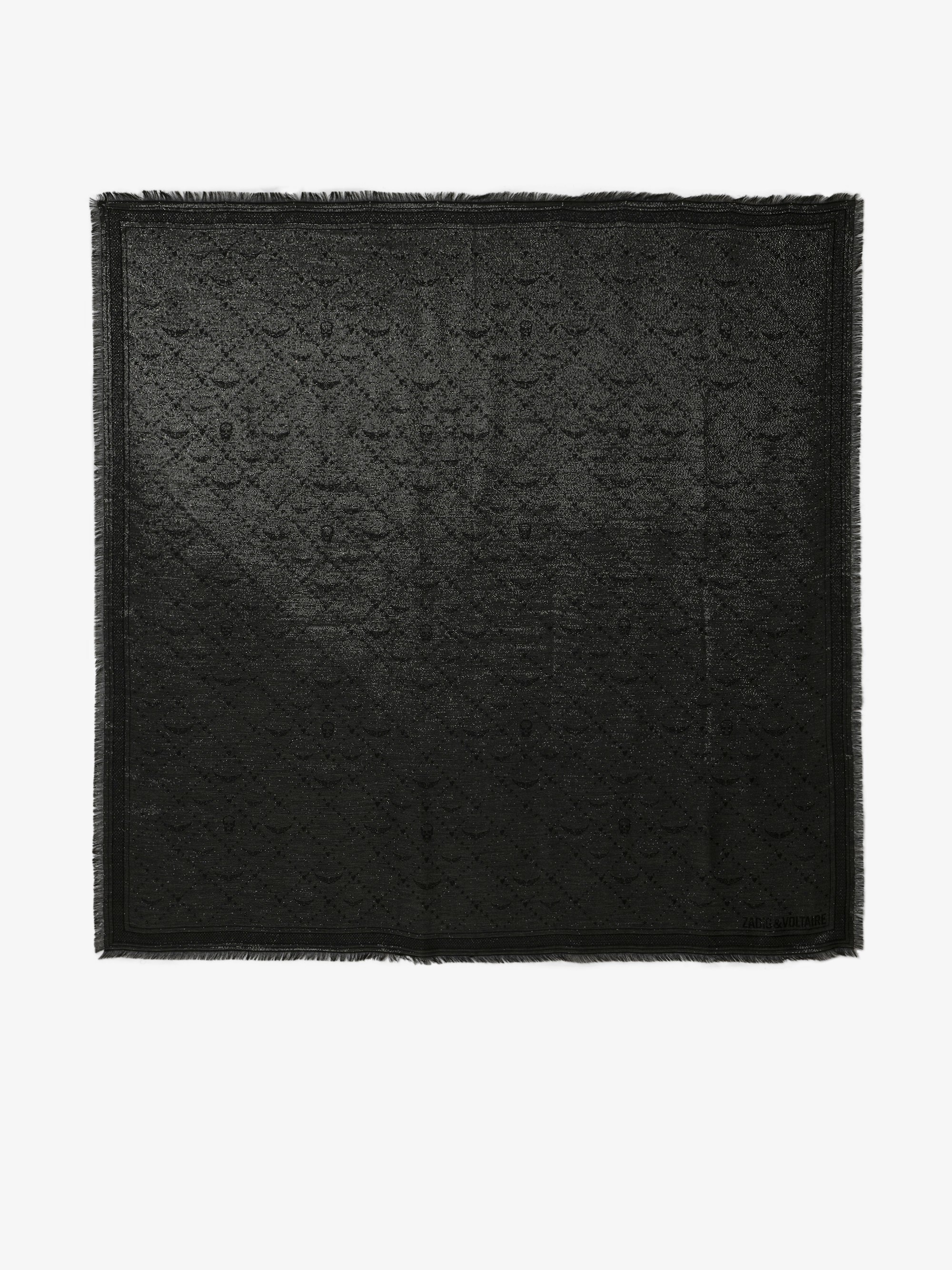 Glenn Monogram Metallic Scarf - Silver rectangular scarf in patterned jacquard with Zadig&Voltaire signature.