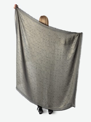 Glenn Metallic Monogram Scarf 135 - Large jacquard scarf with metallic monogram.