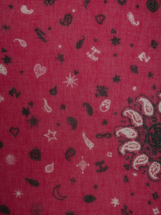 Maddie Bandana 120 Scarf - Fuchsia cotton scarf with bandana print.