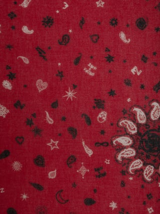 Maddie Bandana 120 Scarf - Red cotton scarf with bandana print.