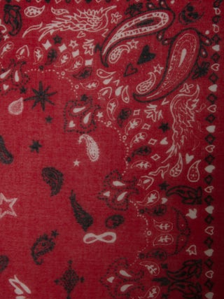 Maddie Bandana 120 Scarf - Red cotton scarf with bandana print.