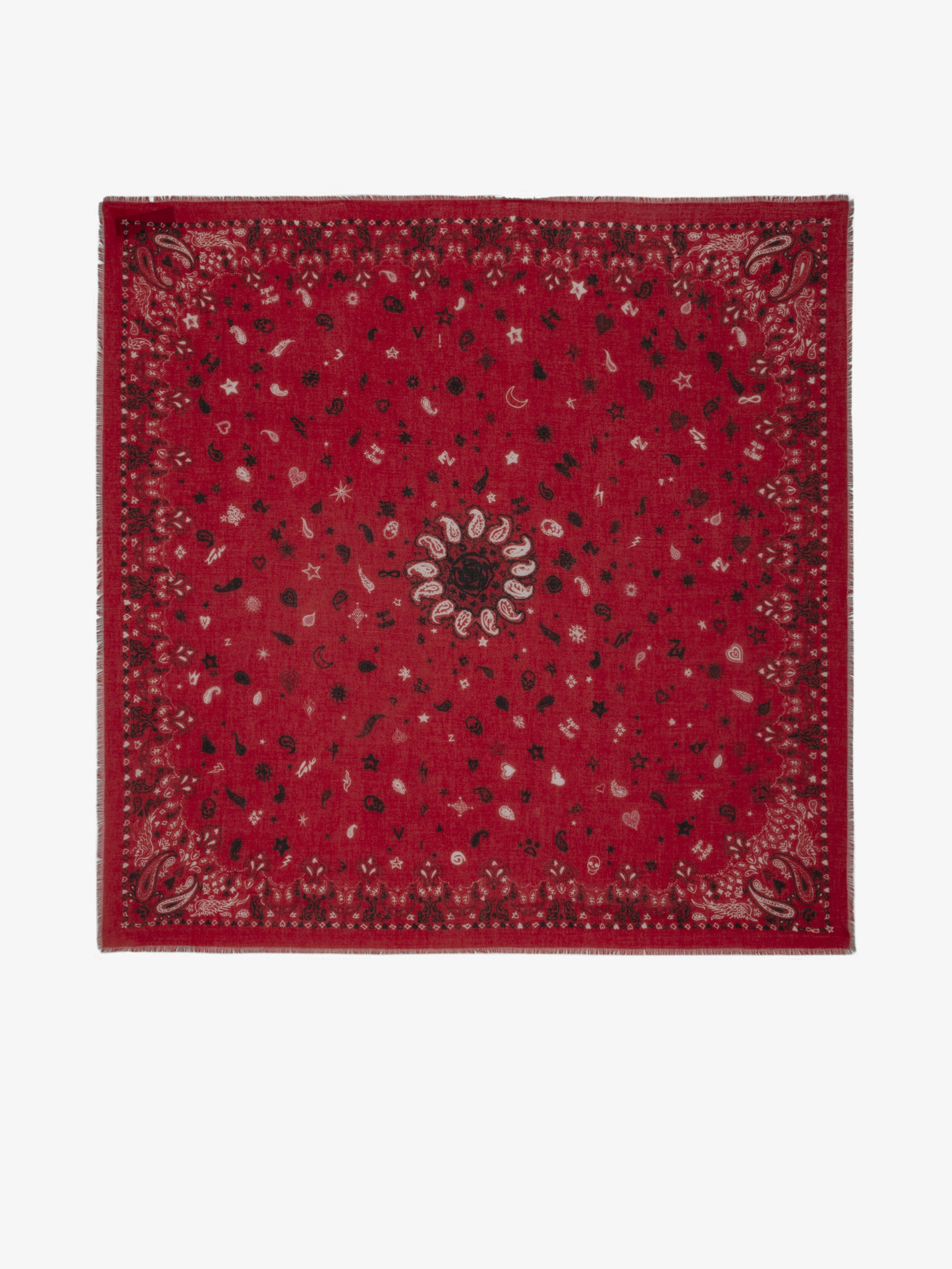 Maddie Scarf - Red cotton scarf with bandana print.