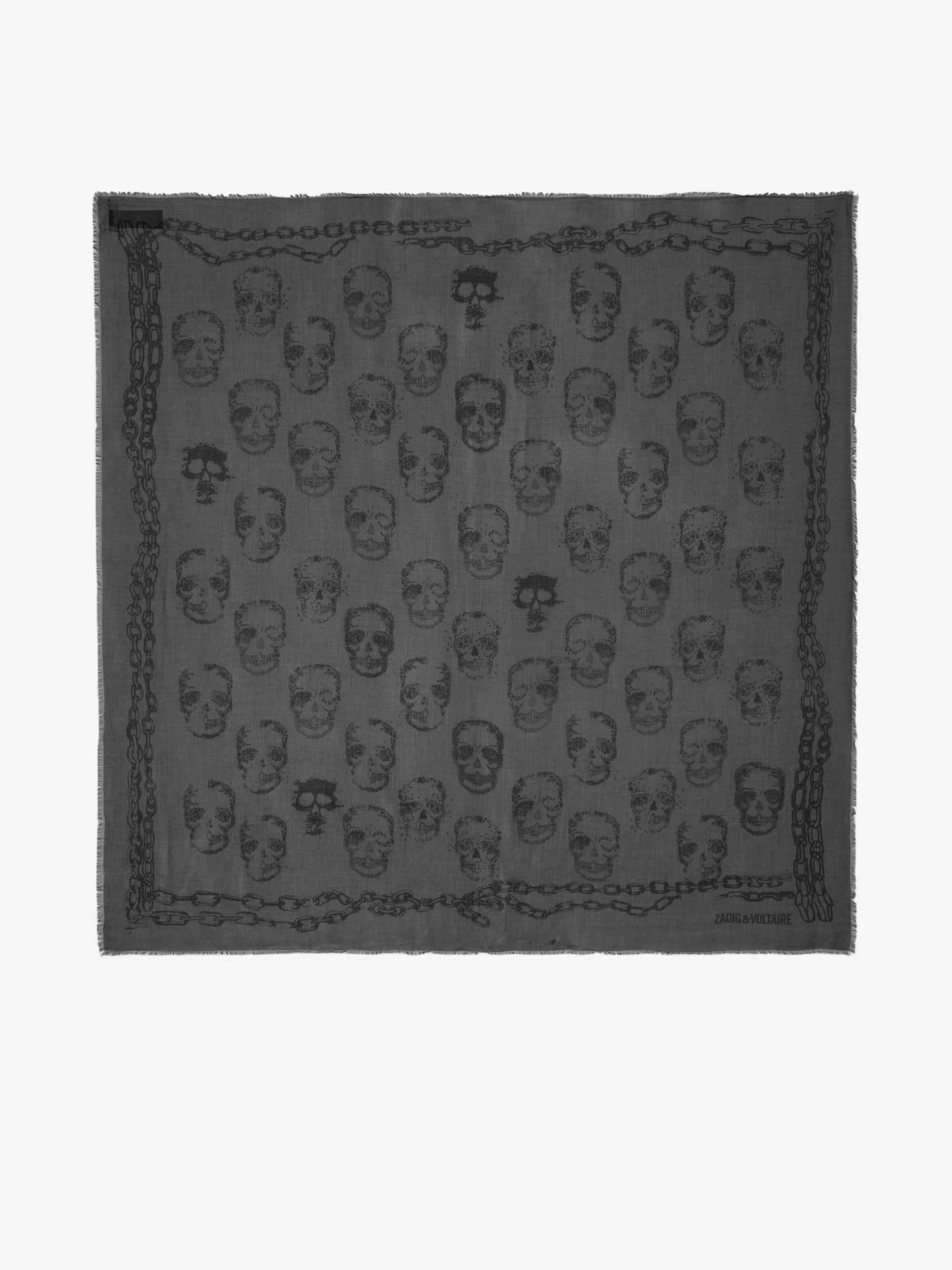 Kerry Scarf - Grey scarf with skull print.