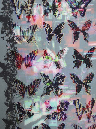 Blondie Scarf 85 - Square silk scarf with butterfly print.