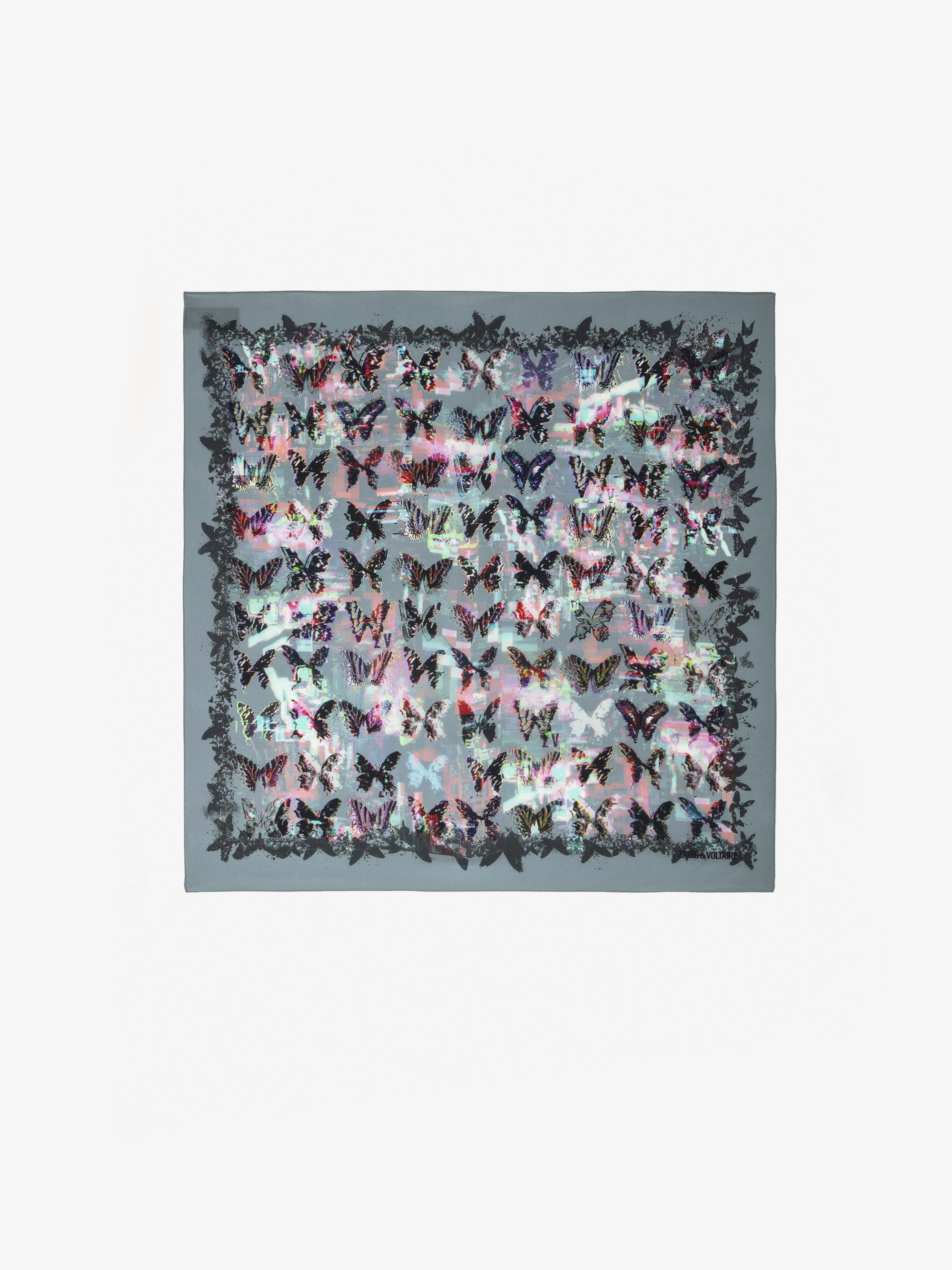 Blondie Scarf 85 - Square silk scarf with butterfly print.