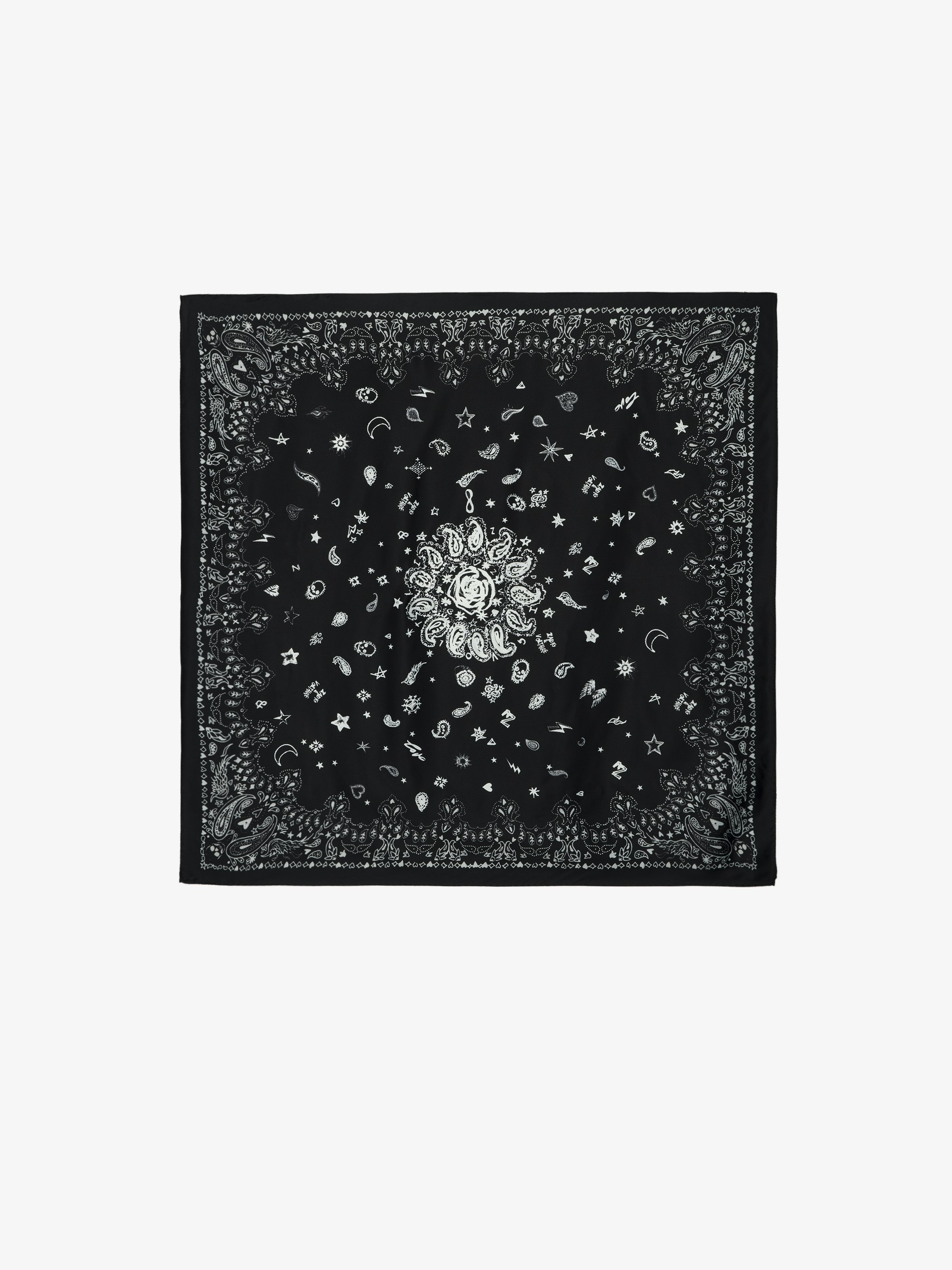 Pañuelo Debbie 85 - Pañuelo cuadrado de seda mixta con estampado de bandana.