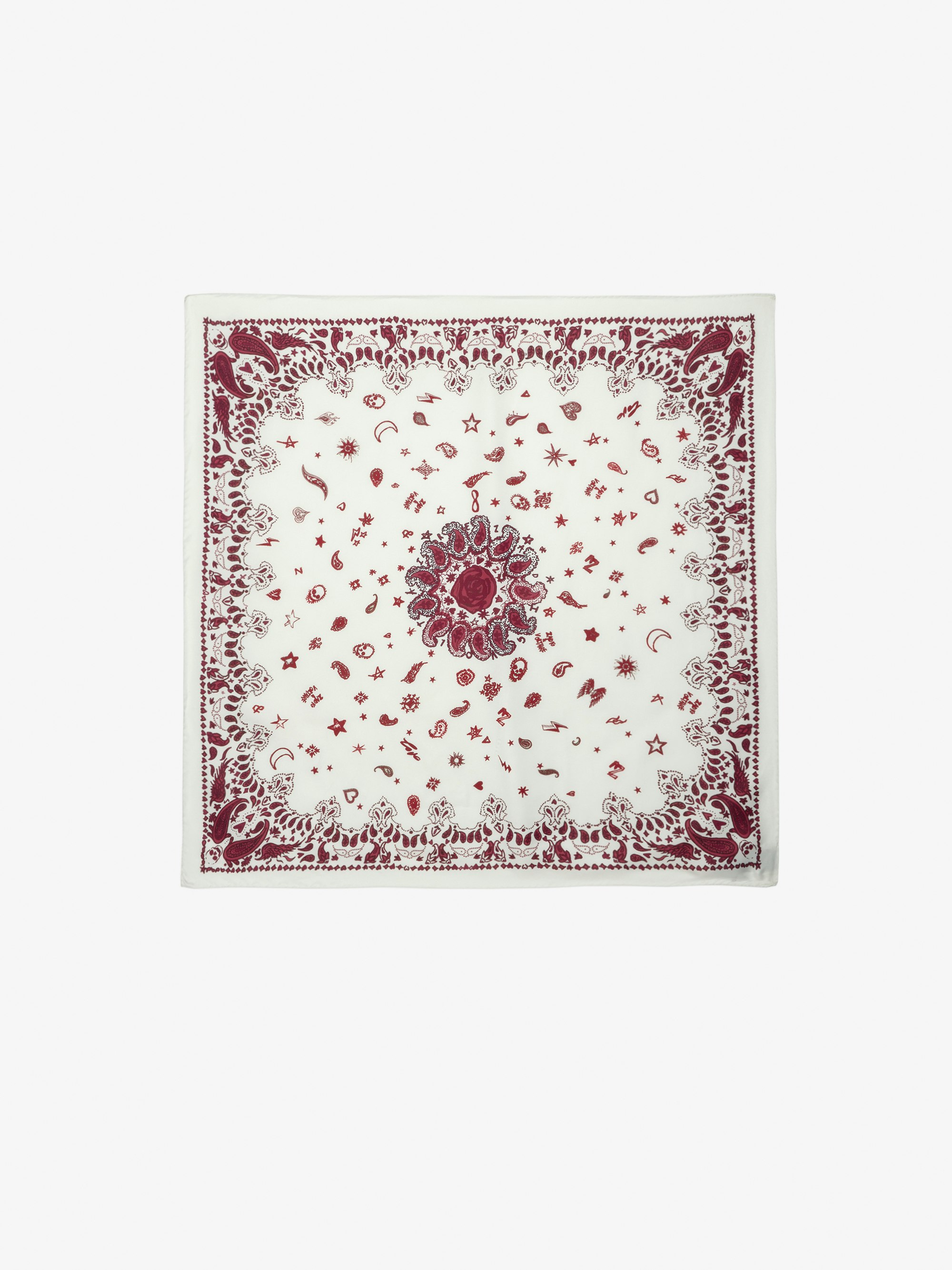 Debbie 85 Scarf - Square scarf in mixed silk with bandana print.